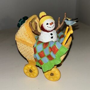 Lenox Holiday Snowman Figurine with Yellow and Green Accents